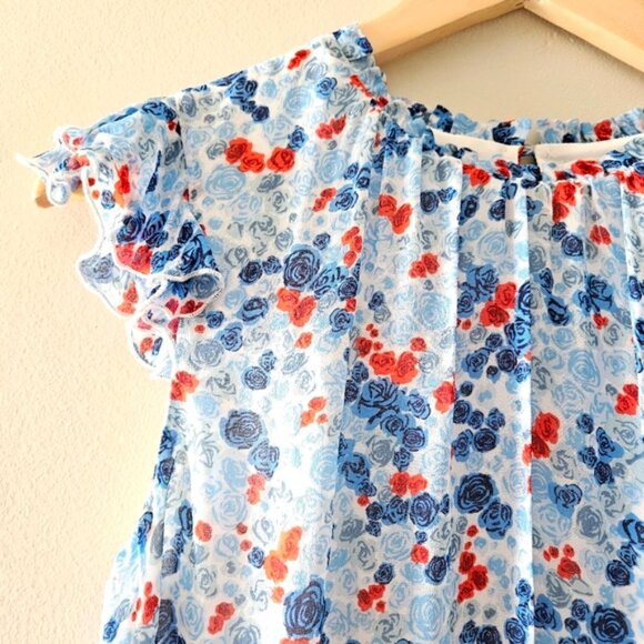 Aritzia Little Moon Rarity Blue Floral Feminine Ruffle Midi Dress Size XS. - Picture 6 of 16